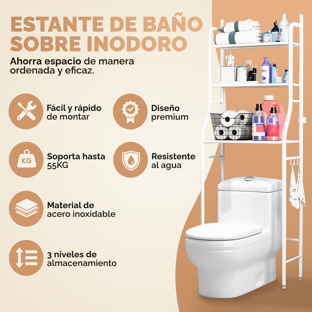 Estante de Baño Sobre Inodoro: Compra 1 y llévate 2