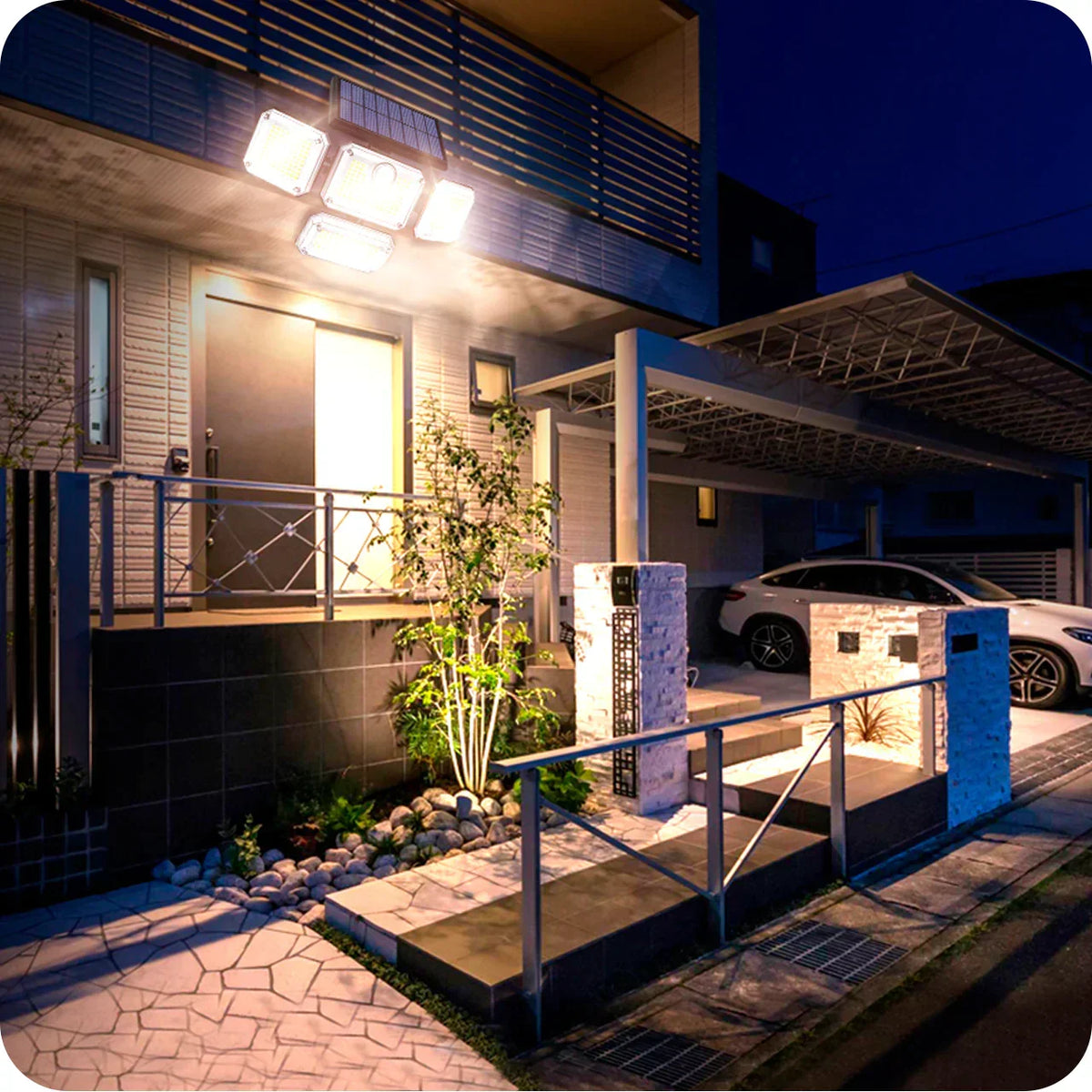 Reflector Led Solar Con 3 Cabezales 800W