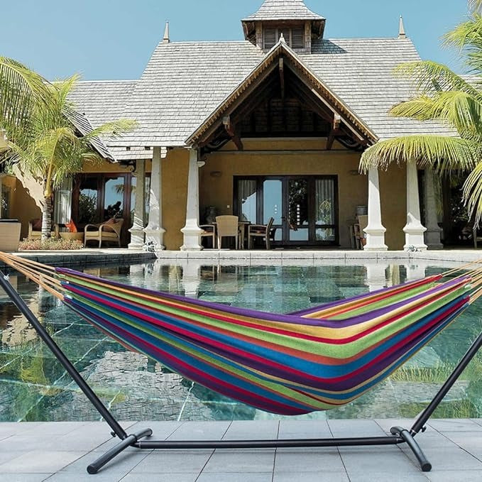RelaxMax™ – Hamaca Portátil con Soporte de Acero y Ultra Confort